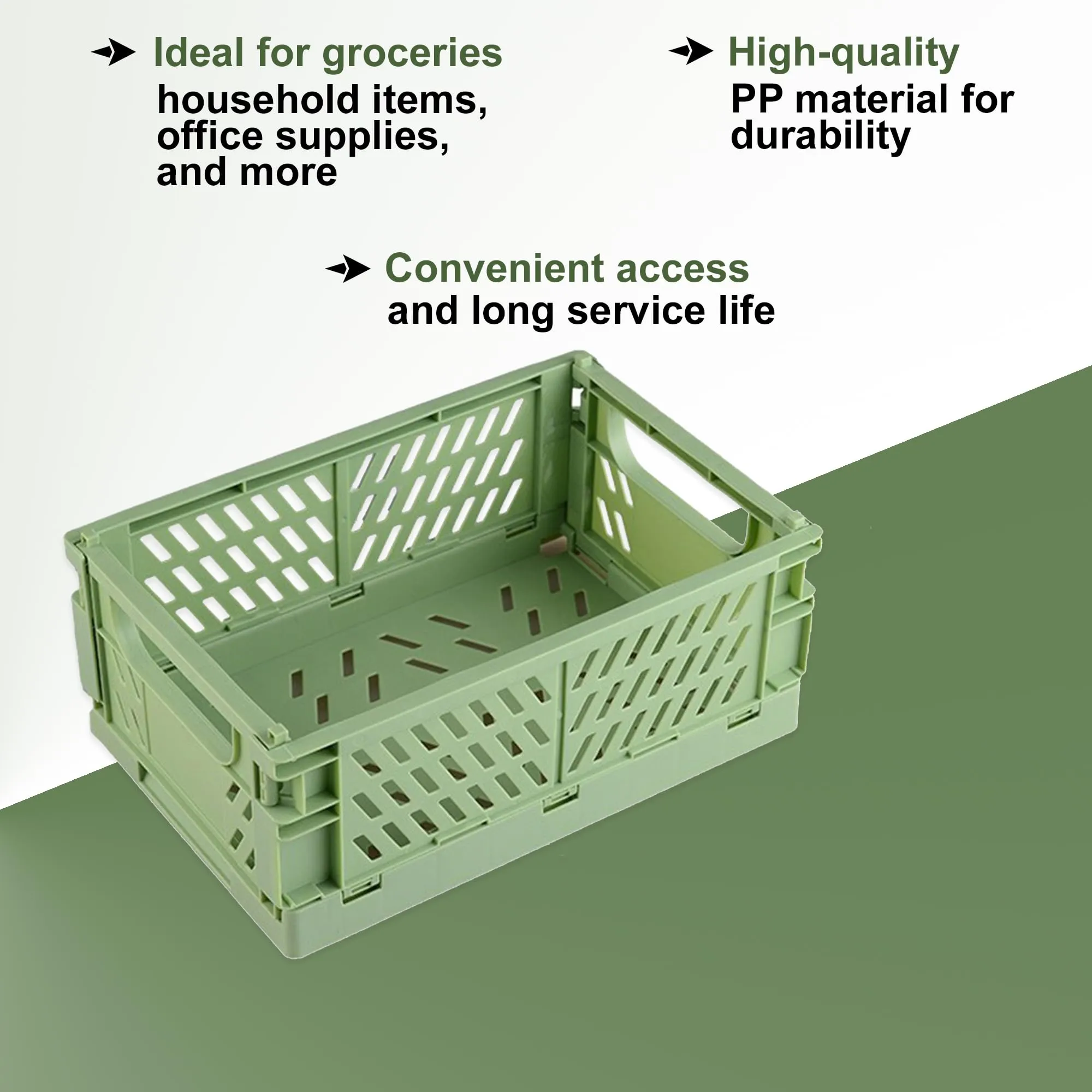 Kuber Industries (Set of 5) Small & Rugged Plastic Basket for Storage - For Kitchen, Makeup, Toiletries & Bathroom Items - Green