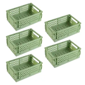 Kuber Industries (Set of 5) Small & Rugged Plastic Basket for Storage - For Kitchen, Makeup, Toiletries & Bathroom Items - Green