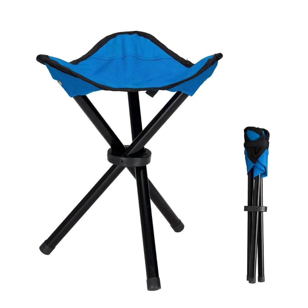 Kuber Industries Set of 6 Portable Stools for Travelling | Foldable Outdoor Sitting Chair | Tripod 3 Leg Chair for Camping, Picnic, Hiking | Blue(3) & Green(3)