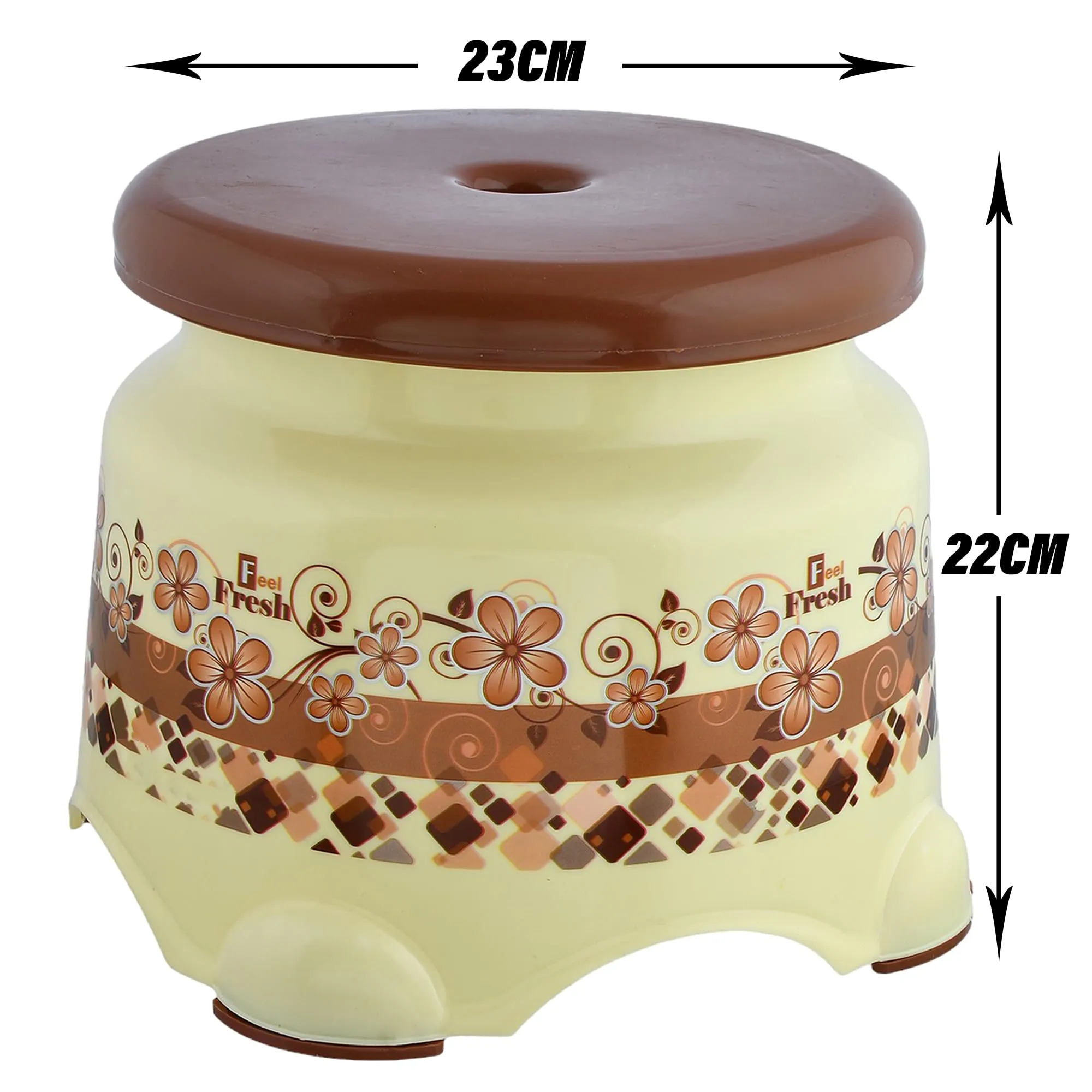 Kuber Industries Stool | Stool for Bedroom | Stool for Bathroom | Stool for Kitchen | Sitting Stool for Home | Patla Stool for Outdoor & Indoor | Dream Z | Cream & Brown