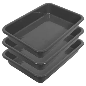 Kuber Industries Storage Tray|Versatile Plastic Storage Organizer|Rectangular Tray for Kitchen Storage|Storage Tray for Office|Exel Tray 555|Pack of 3 (Gray)