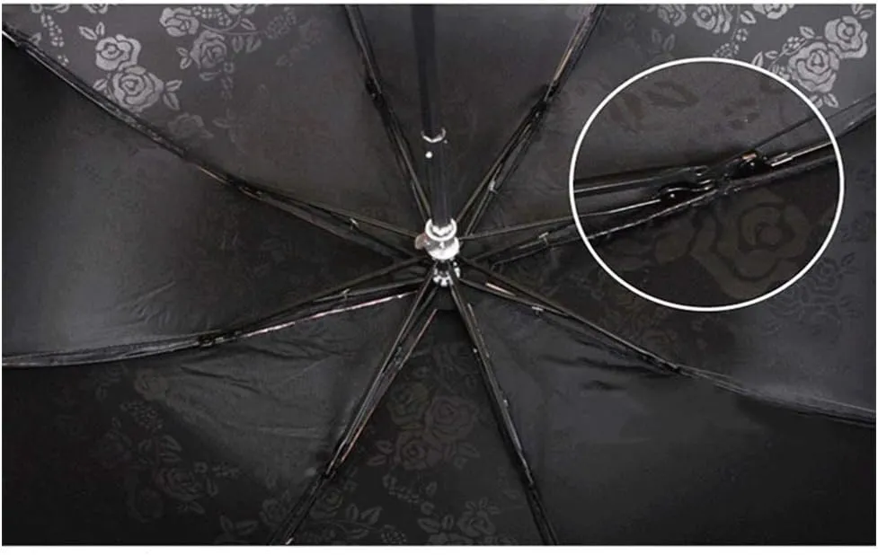 Lace Parasol Umbrella Anti-UV Protection Sun Shade UPF 50  Lightweight and Portable Folding Umbrella (Black)