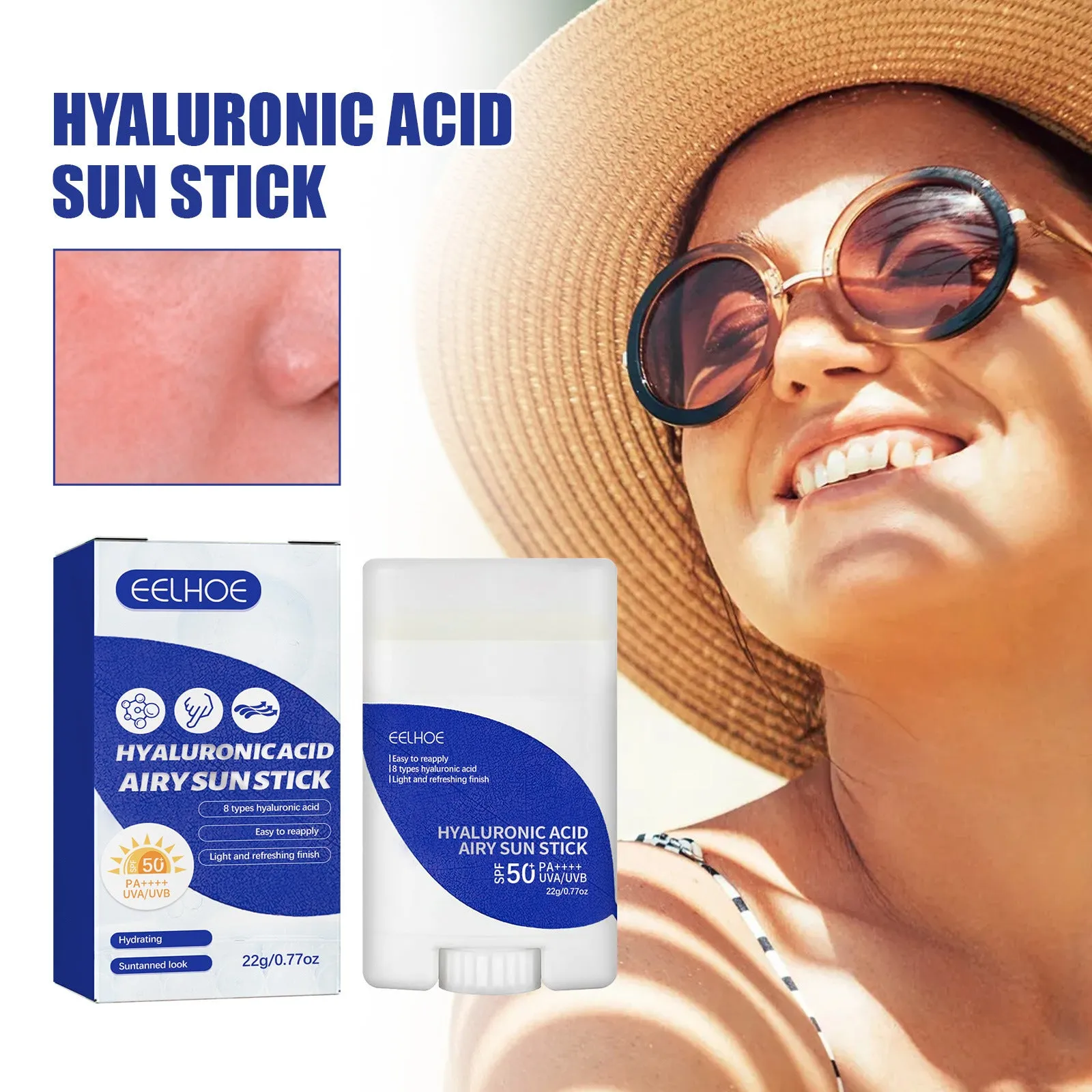 Lightweight Freshing And Moistrurizing Waterproof SPF50 Hyaluronic Acid Sun Block Stick