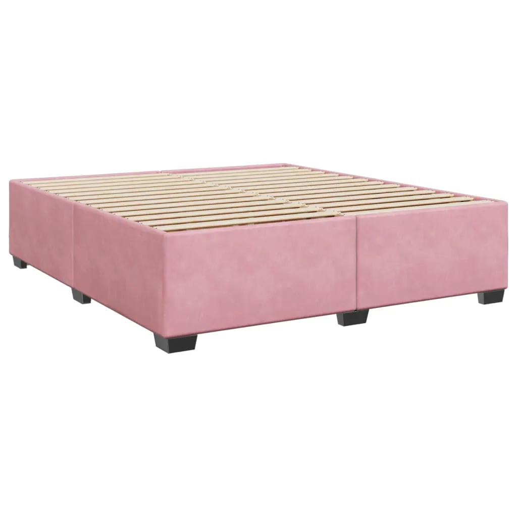 Luxurious vidaXL Box Spring Bed with Pink Velvet Mattress - Ultimate Comfort, 200x200 cm