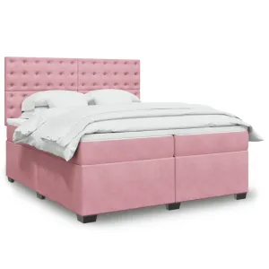 Luxurious vidaXL Box Spring Bed with Pink Velvet Mattress - Ultimate Comfort, 200x200 cm