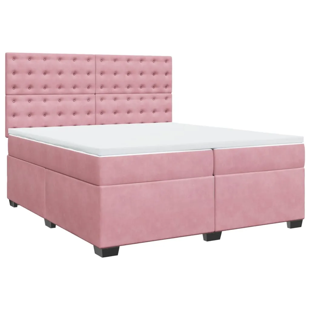 Luxurious vidaXL Box Spring Bed with Pink Velvet Mattress - Ultimate Comfort, 200x200 cm