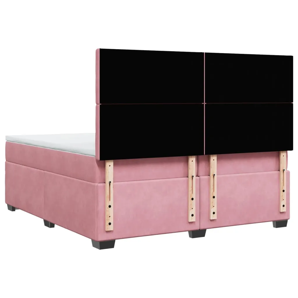 Luxurious vidaXL Box Spring Bed with Pink Velvet Mattress - Ultimate Comfort, 200x200 cm