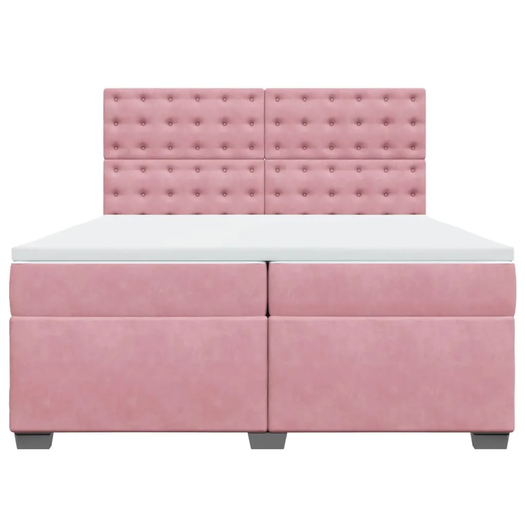 Luxurious vidaXL Box Spring Bed with Pink Velvet Mattress - Ultimate Comfort, 200x200 cm