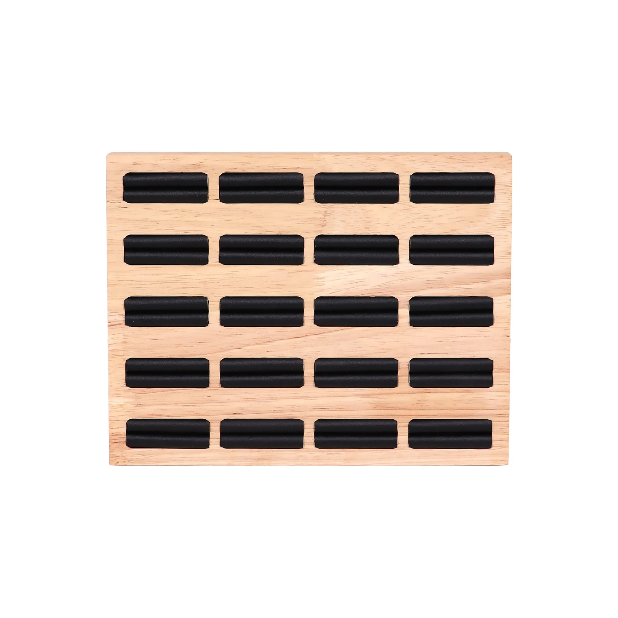 Natural Wood & Leather 20 Unit Slotted Ring Display / DSP0022