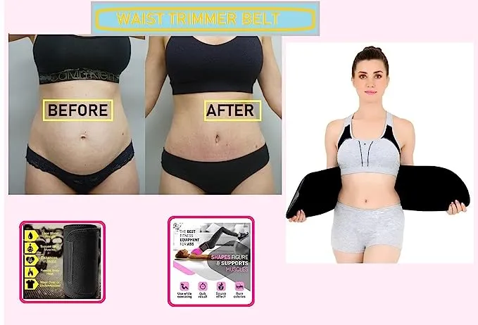 Neoprene Royal Pink Ab Trainer Waist Support Belt with Mobile Pocket | Stomach Back Exercise Tummy Body Wrap for Men & Women