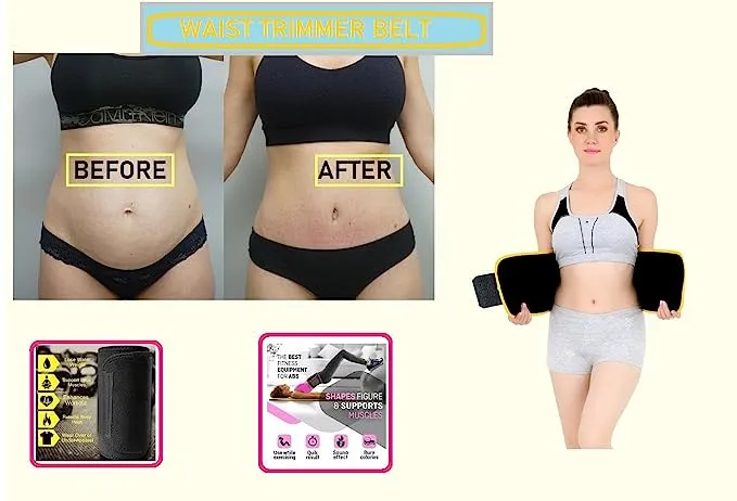 Neoprene Yellow Ab Trainer Waist Support Belt with Mobile Pocket | Stomach Back Exercise Tummy Body Wrap for Men & Women