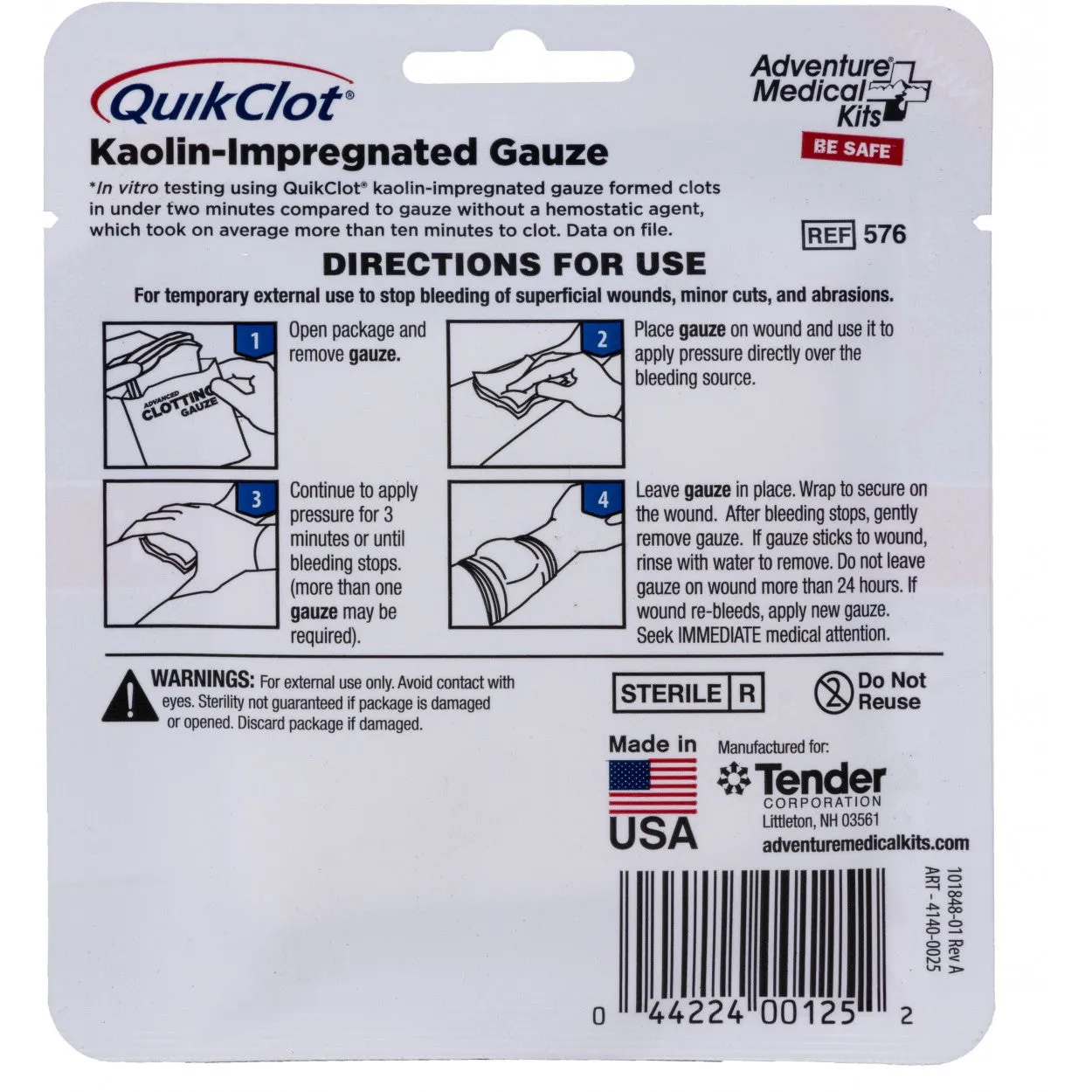 QuikClot Gauze – 3″ x 2′ - Pack of 3