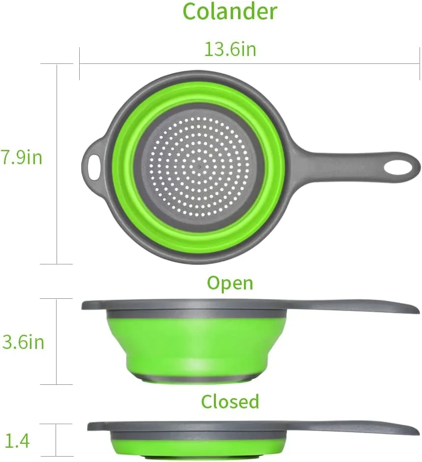 Silicone Collapsible Colander Vegetable Fruit Washing Drain Strainer Basket Strainer Foldable Colander with Handle || Silicone Collapsible Colander || Fruit Basket Filter Drainer