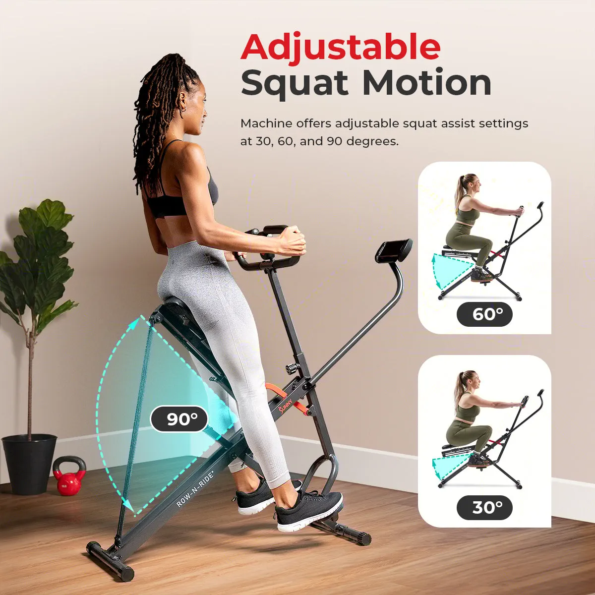 Smart Upright Row-N-Ride® Squat Assist Trainer Machine for Abs and Glute Workout