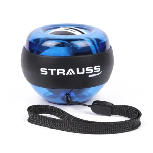 Strauss Wrist Gyro Ball | Ideal for Wrist Training, Strengthening Arms, Fingers, Wrist Bones and Muscles | Power Wrist Ball, Hand Enhancer, Forearm Exerciser with LED Light,(Light Blue)