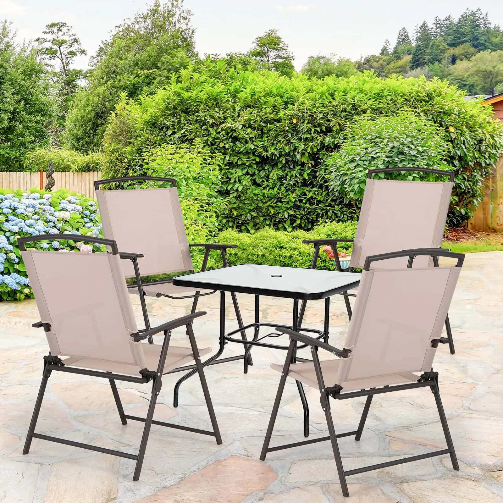 Tangkula 2 Piece Patio Folding Chairs