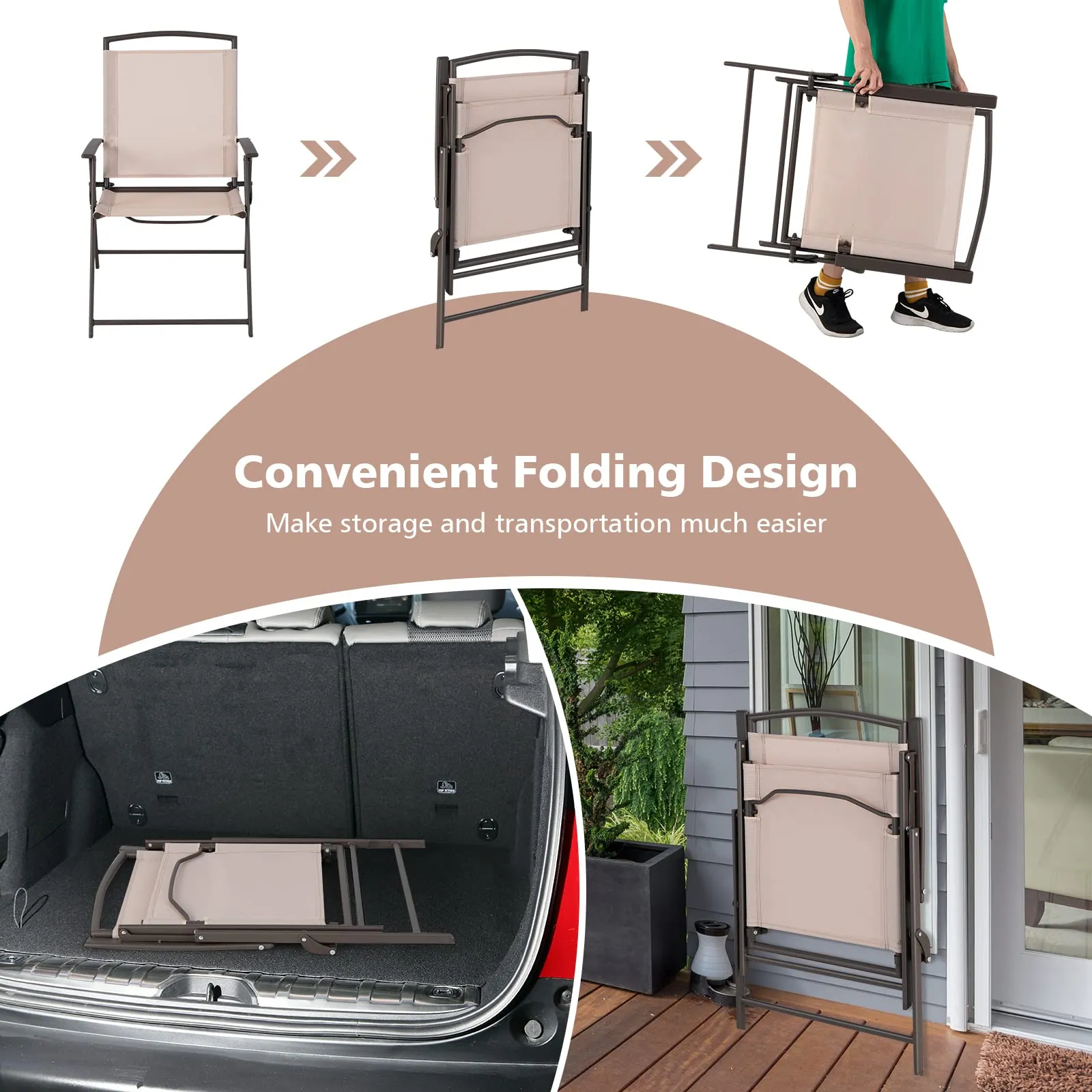 Tangkula 2 Piece Patio Folding Chairs