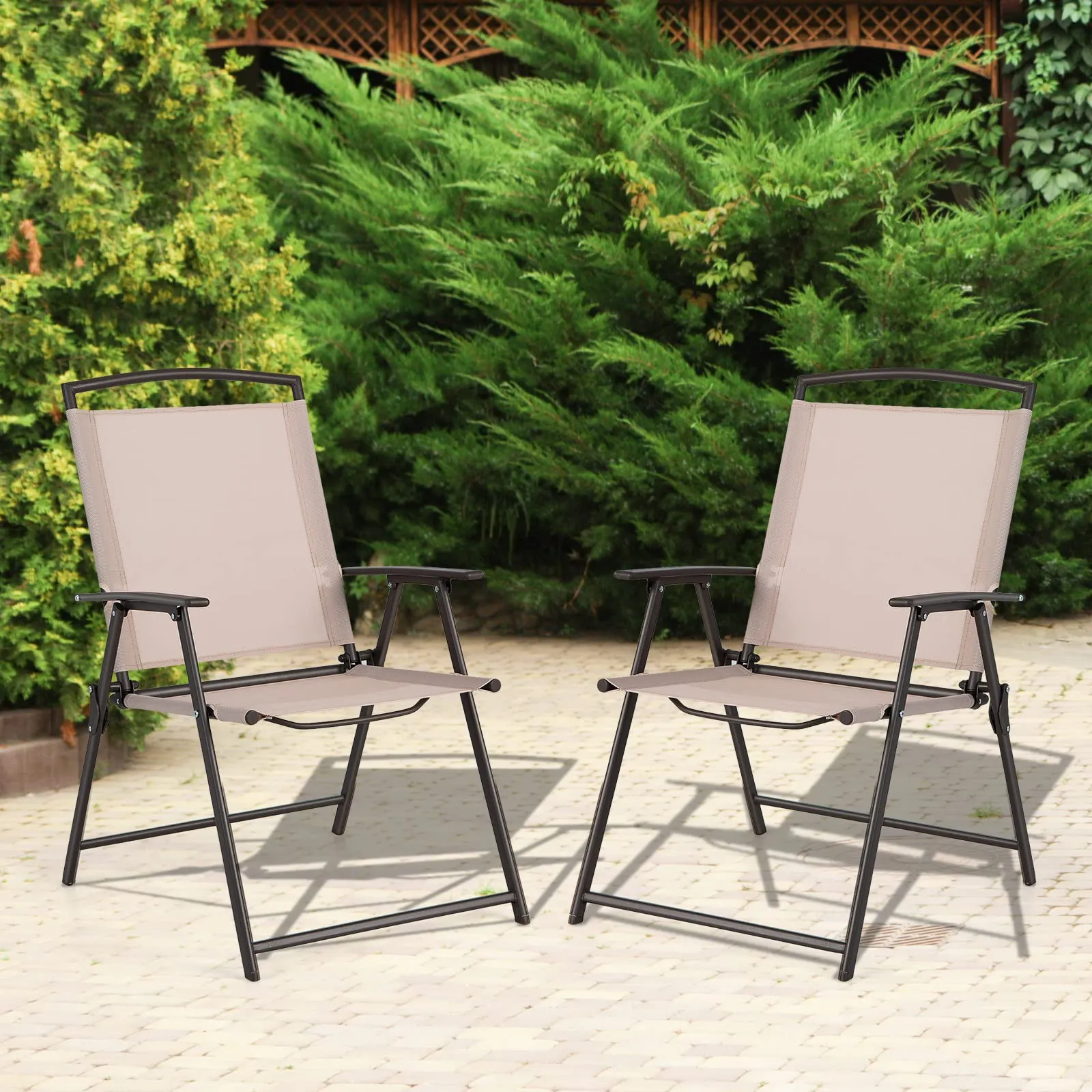 Tangkula 2 Piece Patio Folding Chairs