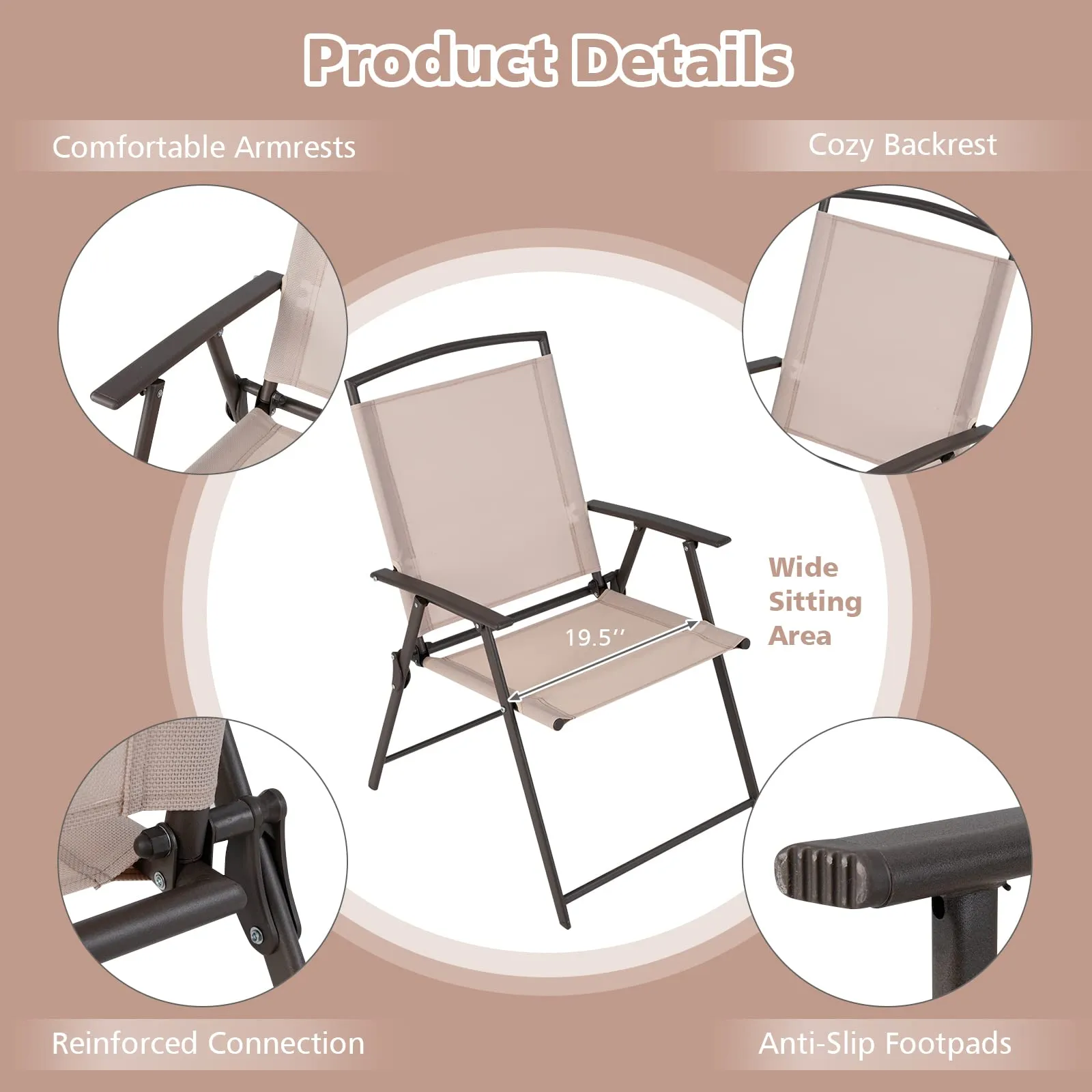 Tangkula 2 Piece Patio Folding Chairs