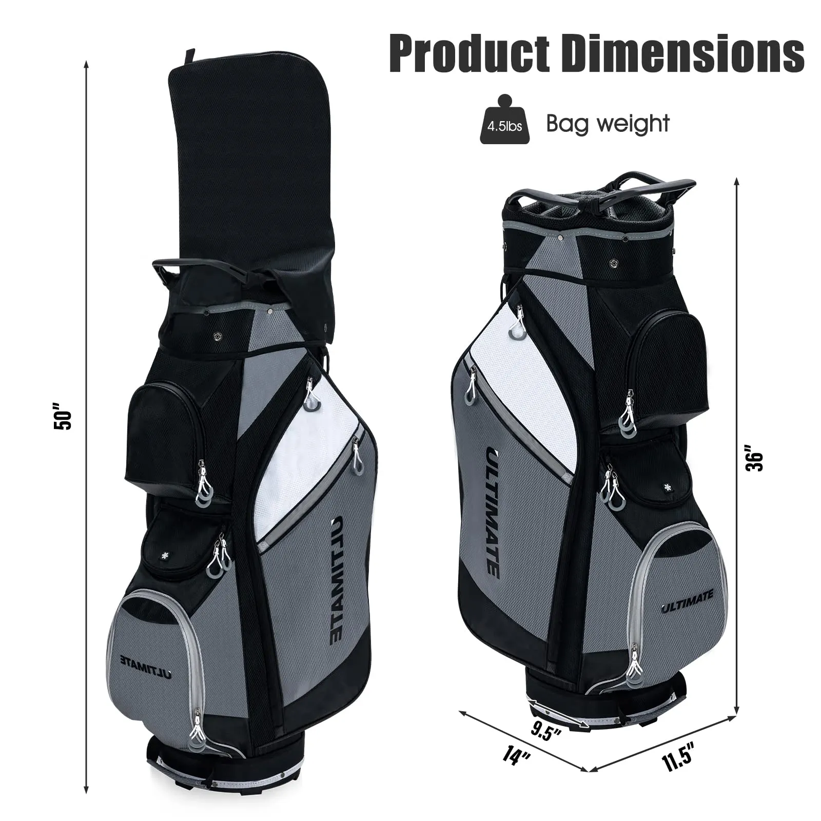 Tangkula Golf Cart Bag, Lightweight Golf Club Bag