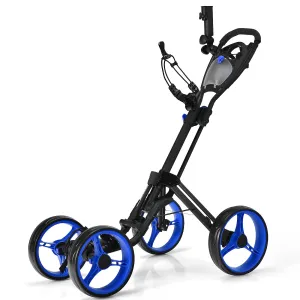 Tangkula Golf Push Pull Cart, Lightweight Aluminum Collapsible Golf Push Cart with 4 Wheels