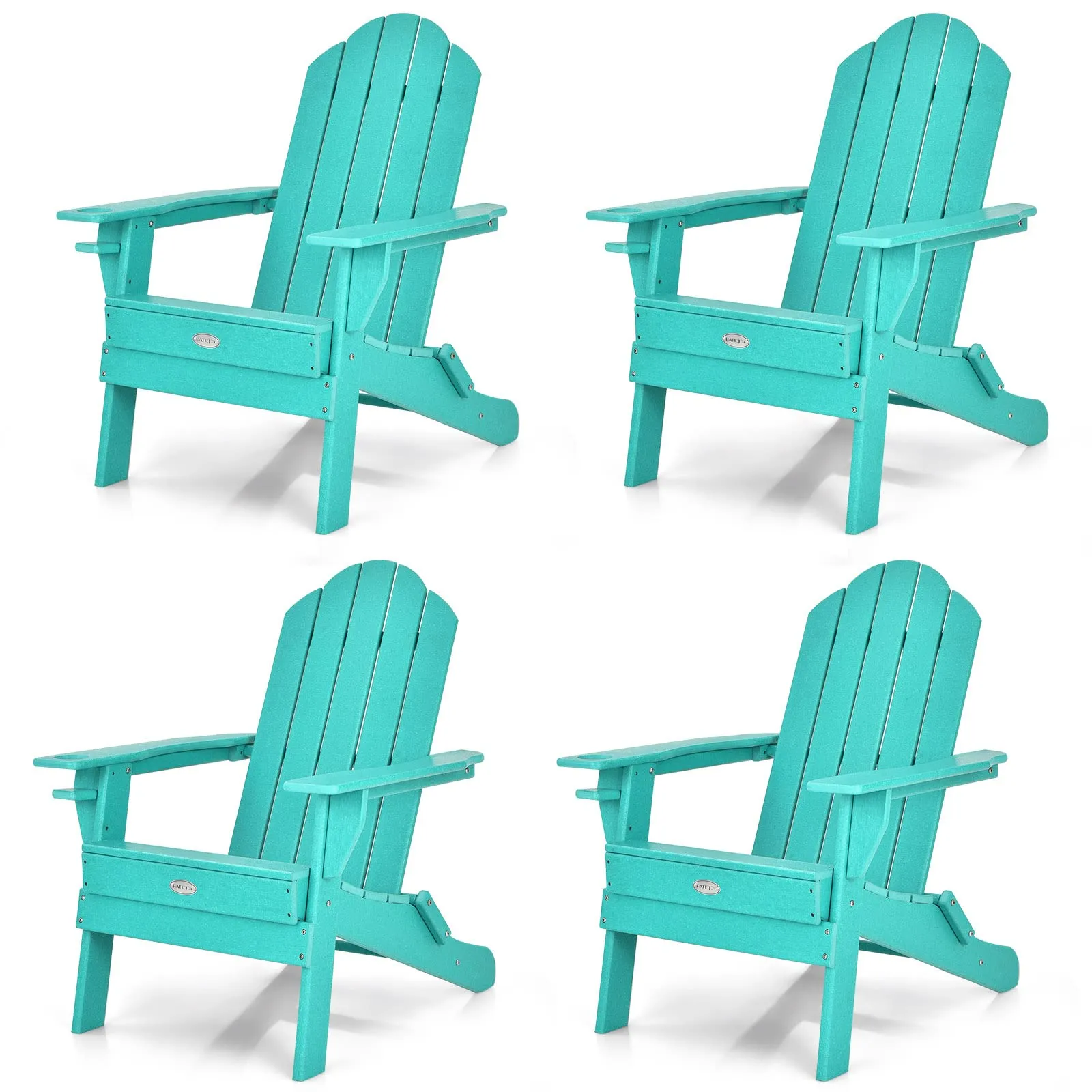 Tangkula Outdoor Folding Adirondack Chair, Weather Resistant Lounger Chair for Patio Garden Fire Pit Backyard