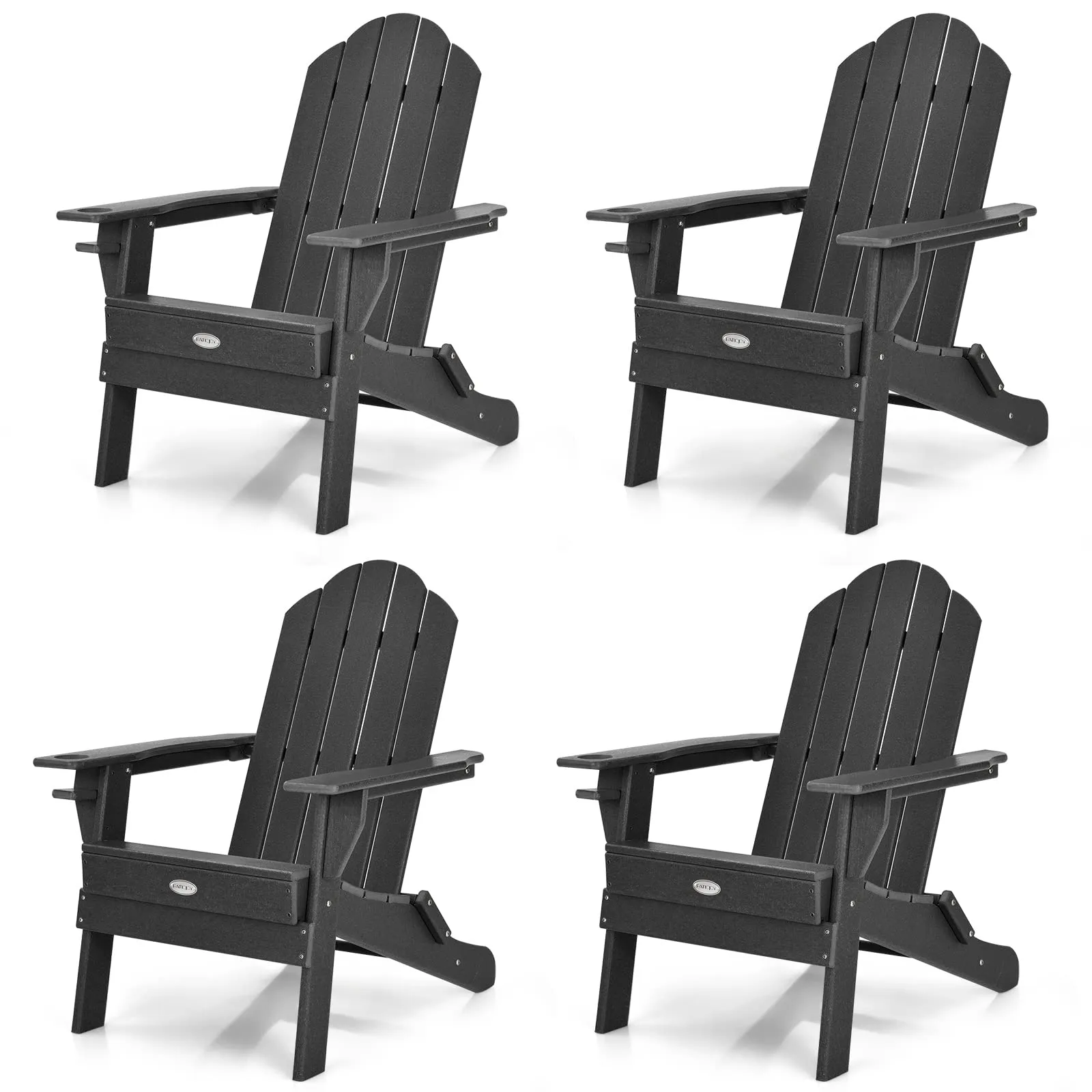 Tangkula Outdoor Folding Adirondack Chair, Weather Resistant Lounger Chair for Patio Garden Fire Pit Backyard