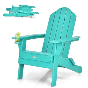 Tangkula Outdoor Folding Adirondack Chair, Weather Resistant Lounger Chair for Patio Garden Fire Pit Backyard