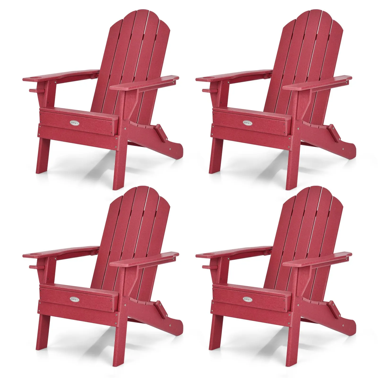 Tangkula Outdoor Folding Adirondack Chair, Weather Resistant Lounger Chair for Patio Garden Fire Pit Backyard