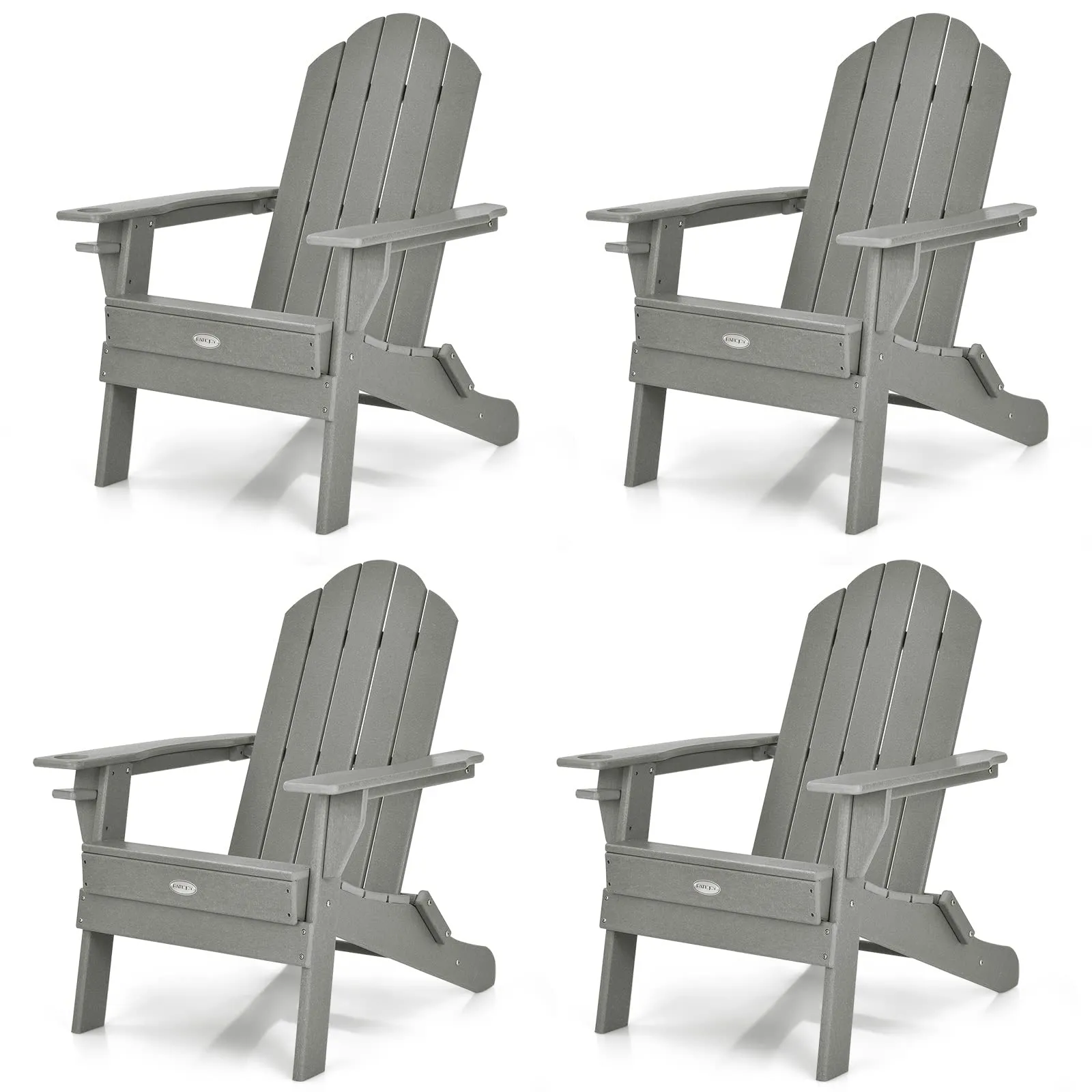 Tangkula Outdoor Folding Adirondack Chair, Weather Resistant Lounger Chair for Patio Garden Fire Pit Backyard