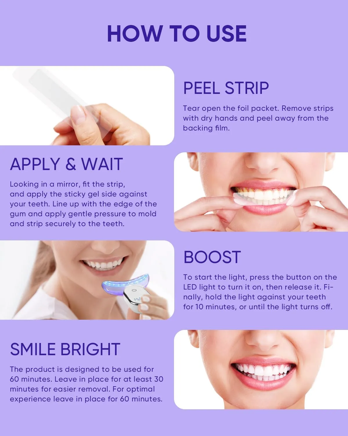 Teeth Whitening Strips with LED Light Kit