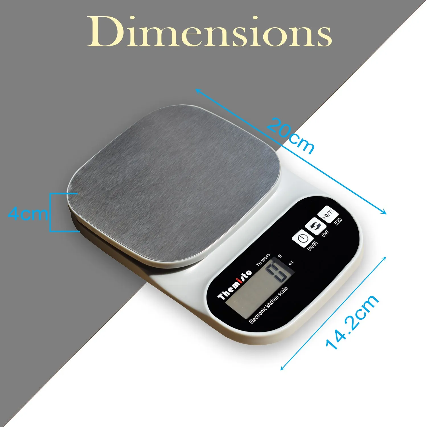 Themisto TH-WS15 Digital Kitchen Weighing Scale Stainless Steel