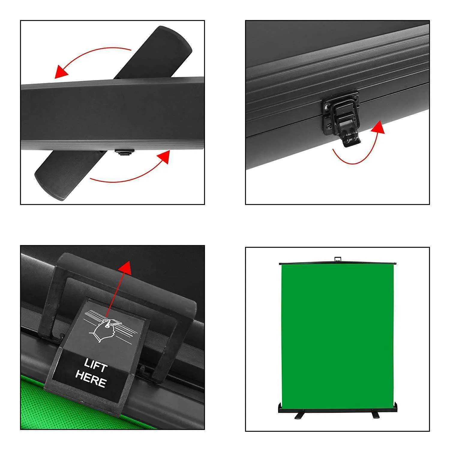 Upmost Office Portable Pull-Up 92"x77" & 60"x72" Green Screen Chroma Key Panel Backdrop