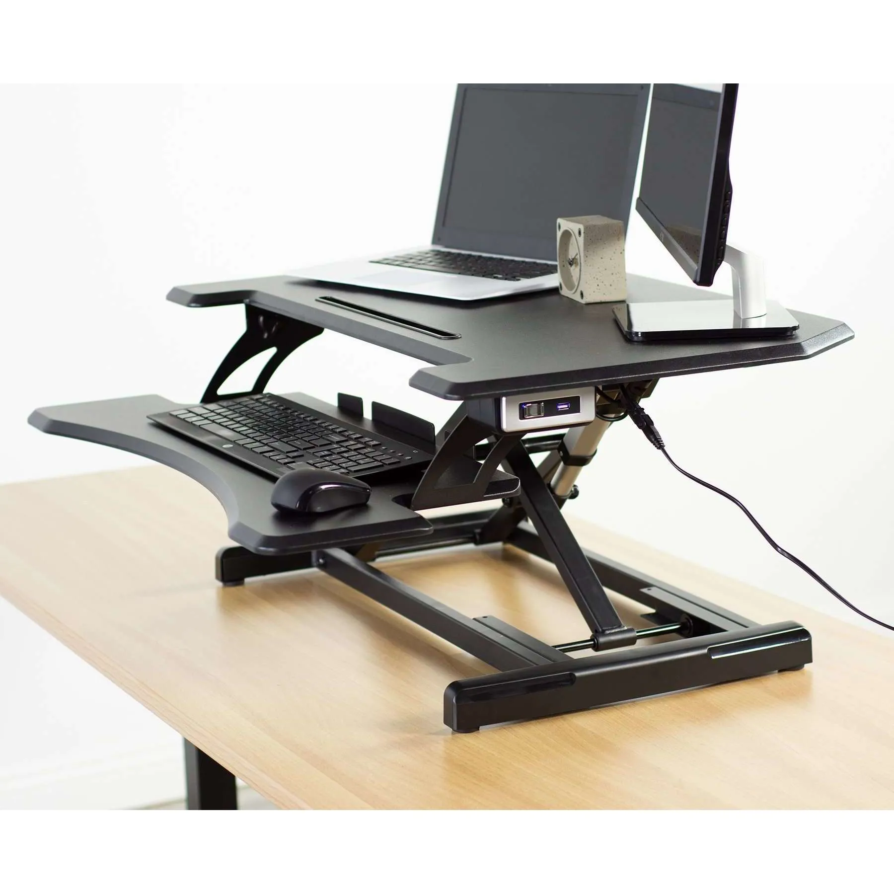 VIVO Black  31" Electric Height-Adjustable Standing Desk Converter, DESK-V000ME