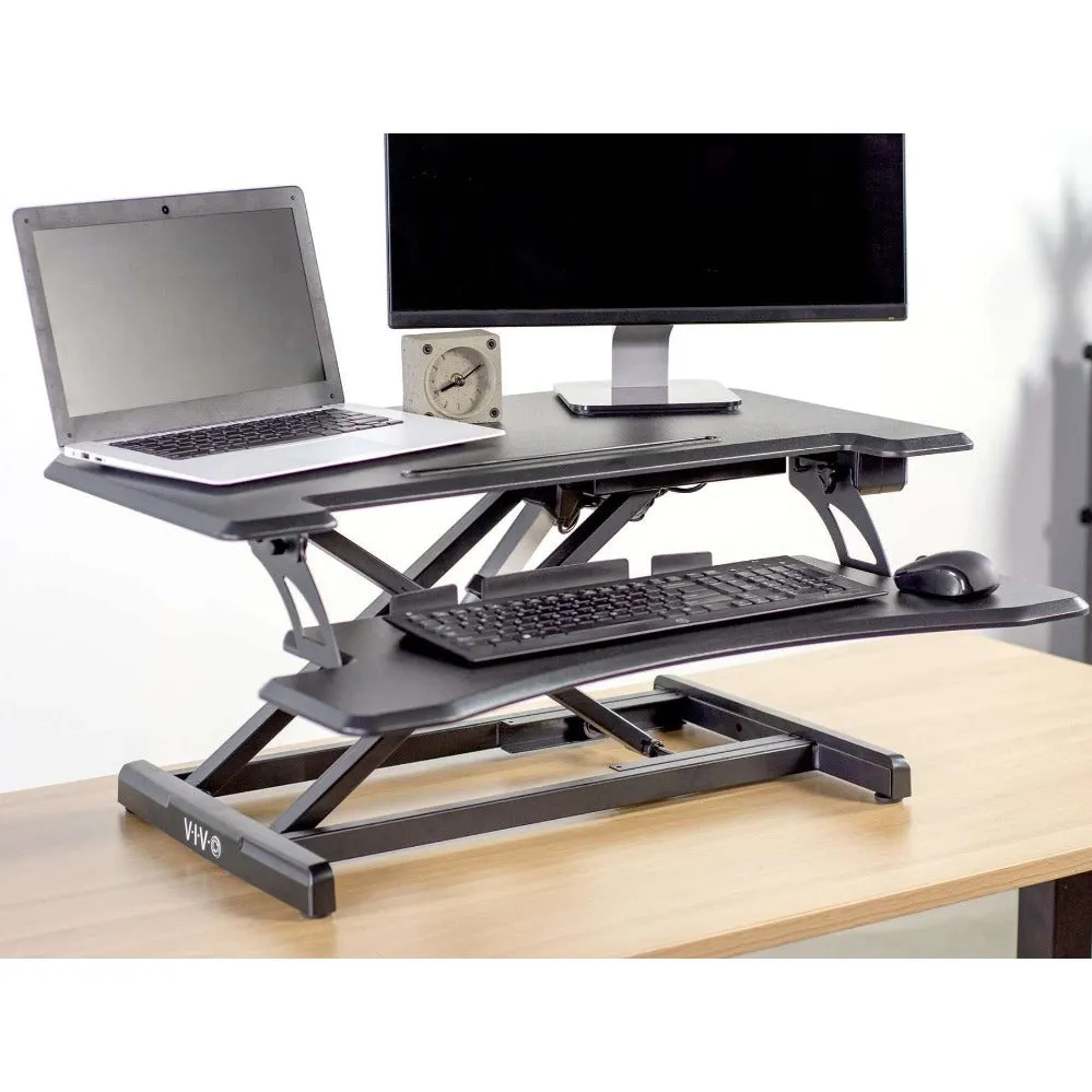 VIVO Black  31" Electric Height-Adjustable Standing Desk Converter, DESK-V000ME