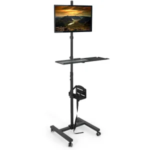 VIVO Black Adjustable Computer Mobile Cart, CART-PC02T