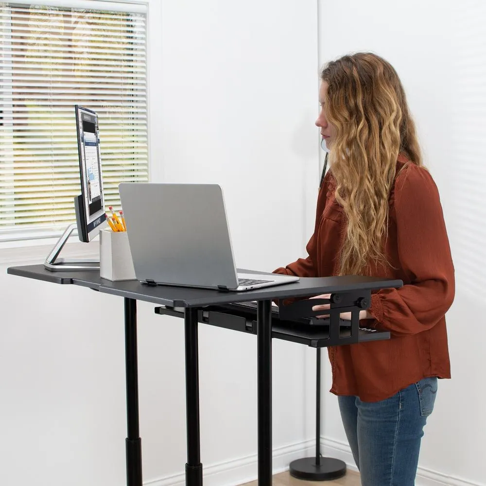 VIVO CART-V06A 35" Mobile Height-Adjustable Computer Workstation Desk Cart