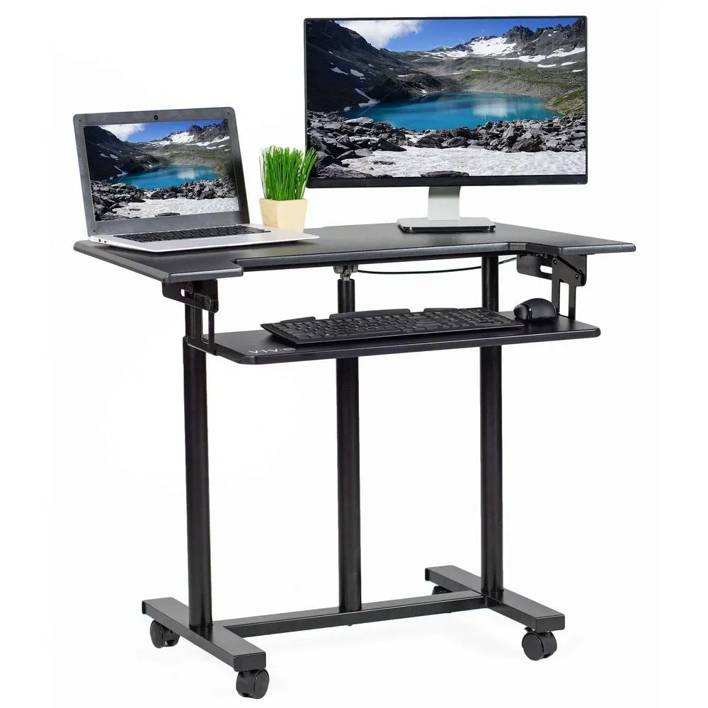 VIVO CART-V06A 35" Mobile Height-Adjustable Computer Workstation Desk Cart