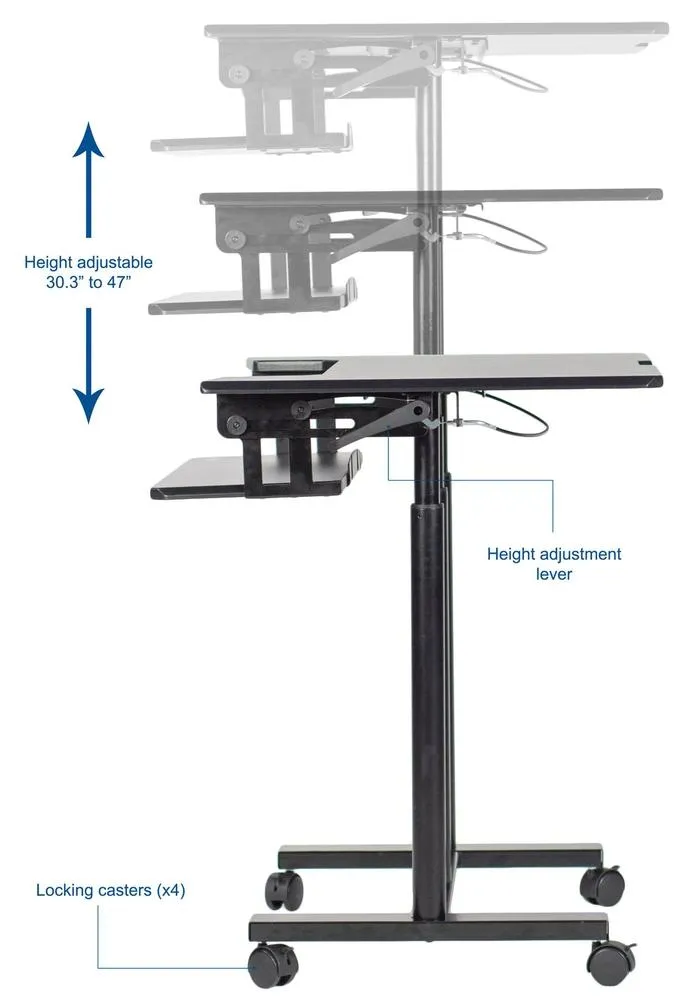 VIVO CART-V06A 35" Mobile Height-Adjustable Computer Workstation Desk Cart