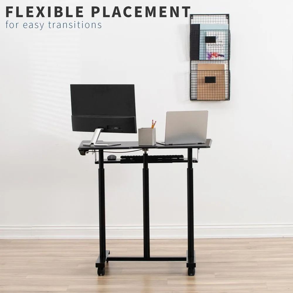 VIVO CART-V06A 35" Mobile Height-Adjustable Computer Workstation Desk Cart