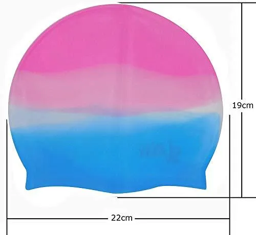 Waterproof Silicone Swimming Cap/Swimming Hair Protection Cap/Swimming Head Cover for Men and Women Multicolour