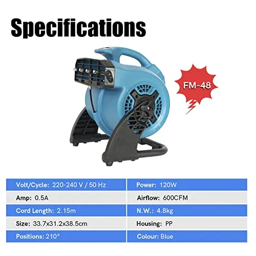 XPOWER FM-48 Misting Fan Cooling Humidifier Carpet Blower Outdoor Axial Fan High Speed Cooling Air Circulato